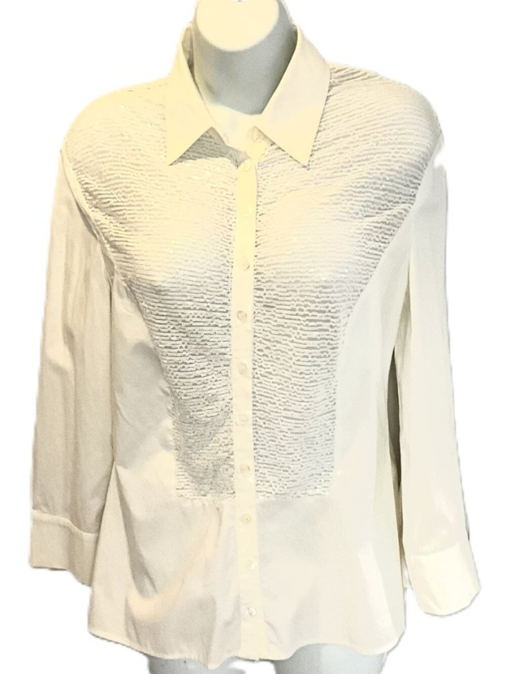 VNTG Philosophy di Alberta Ferretti Blouse w/Shimmer Sequin Chest IT 42 Italy